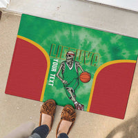 Lithuania Tie Dye Basketball Custom Rubber Doormat Lietuva Skeleton Green - Wonder Print Shop
