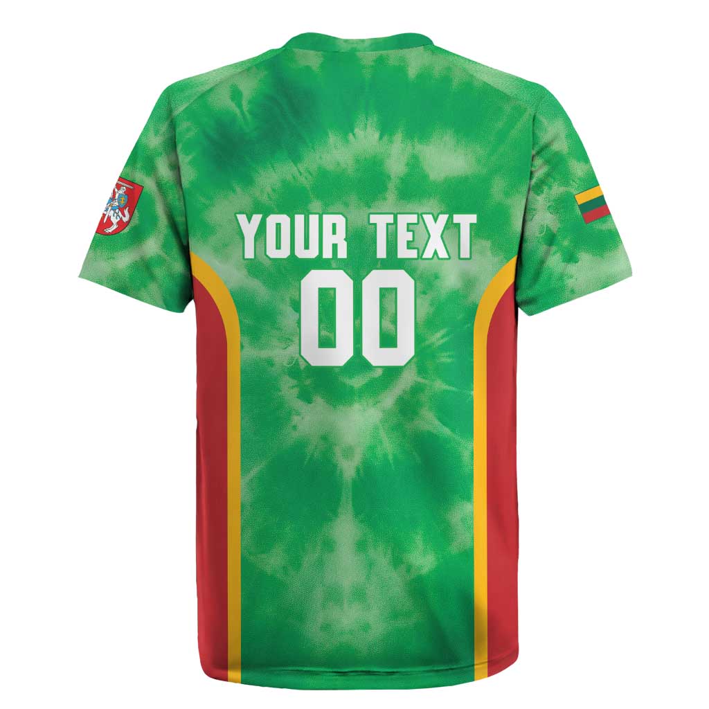 Lithuania Tie Dye Basketball Custom Rugby Jersey Lietuva Skeleton Green - Wonder Print Shop