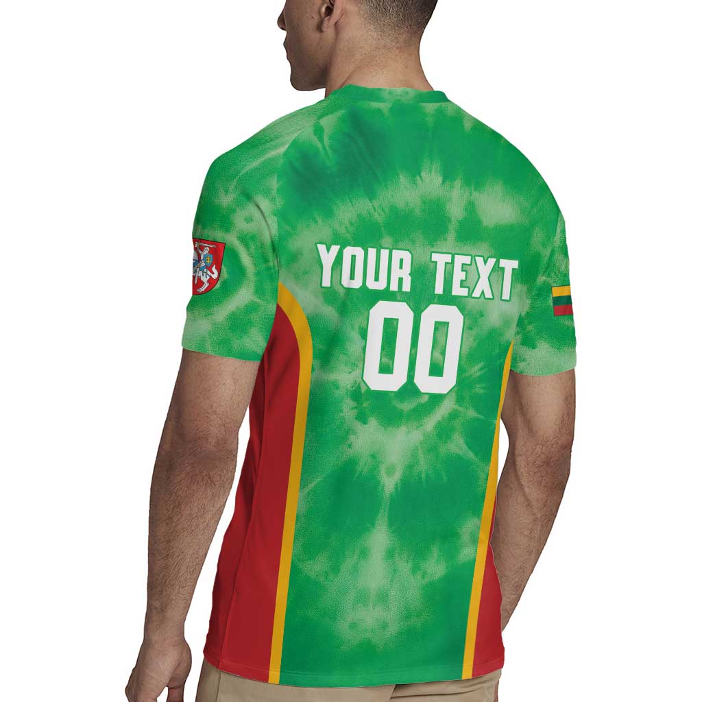 Lithuania Tie Dye Basketball Custom Rugby Jersey Lietuva Skeleton Green - Wonder Print Shop