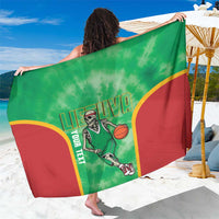 Lithuania Tie Dye Basketball Custom Sarong Lietuva Skeleton Green - Wonder Print Shop