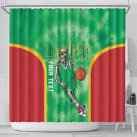 Lithuania Tie Dye Basketball Custom Shower Curtain Lietuva Skeleton Green - Wonder Print Shop