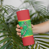 Lithuania Tie Dye Basketball Custom Skinny Tumbler Lietuva Skeleton Green - Wonder Print Shop