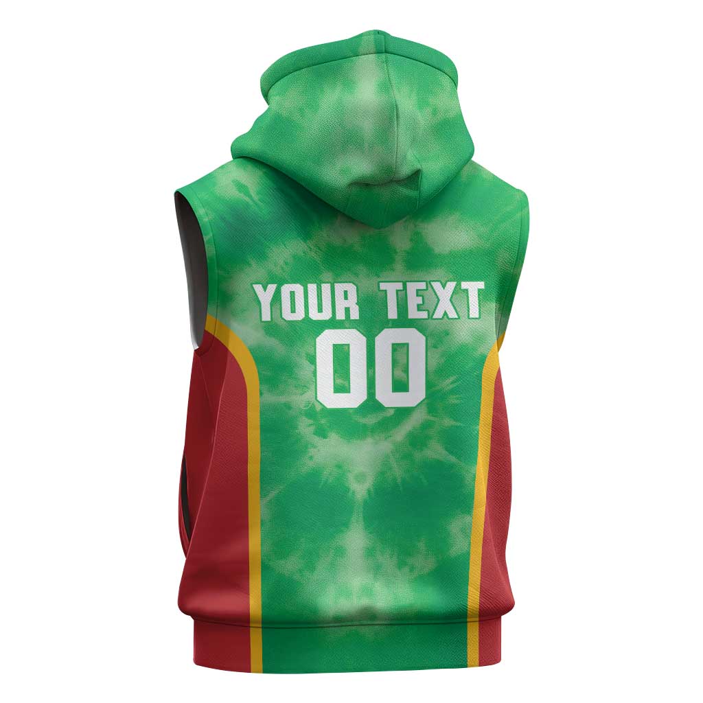 Lithuania Tie Dye Basketball Custom Sleeveless Zip Hoodie Lietuva Skeleton Green - Wonder Print Shop