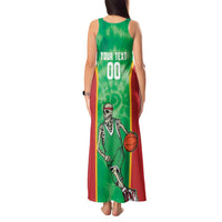 Lithuania Tie Dye Basketball Custom Tank Maxi Dress Lietuva Skeleton Green - Wonder Print Shop