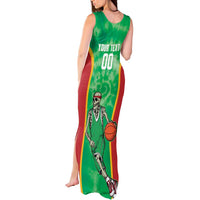 Lithuania Tie Dye Basketball Custom Tank Maxi Dress Lietuva Skeleton Green - Wonder Print Shop
