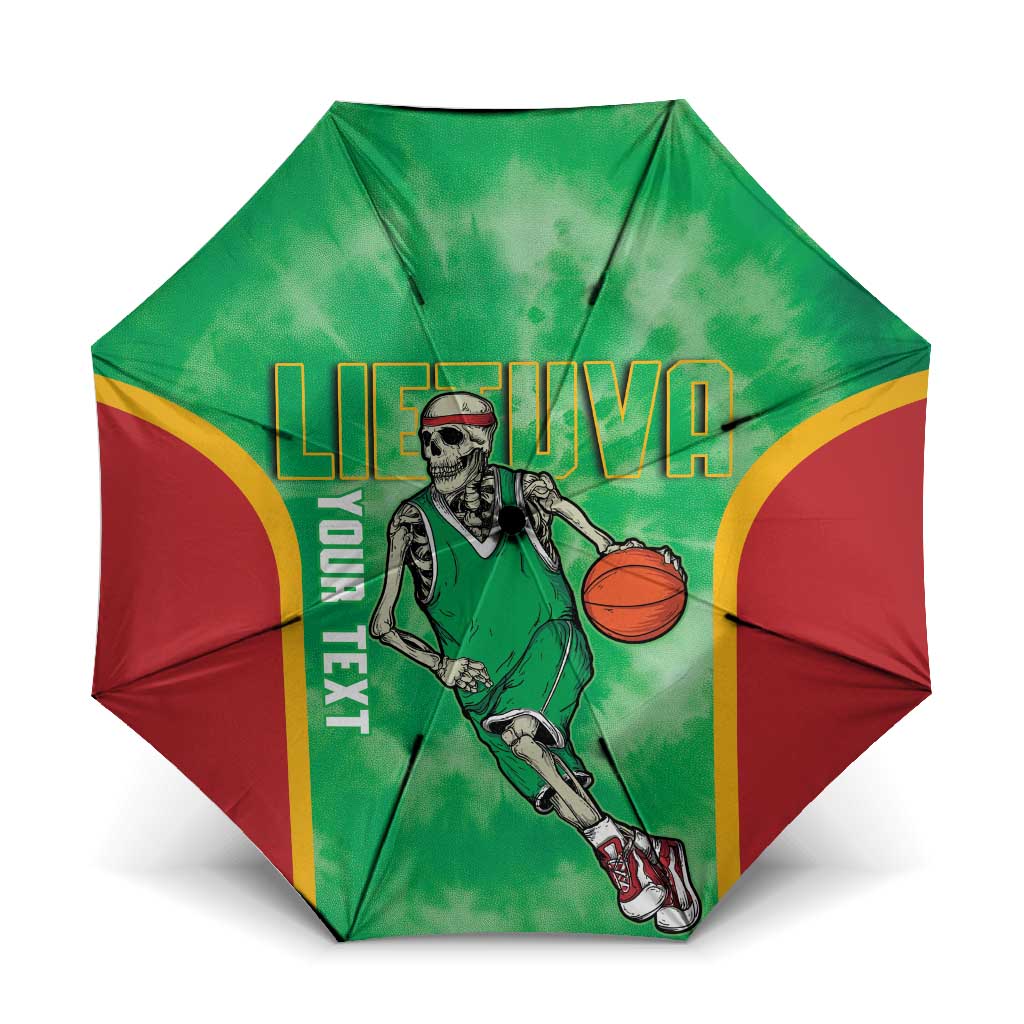 Lithuania Tie Dye Basketball Custom Umbrella Lietuva Skeleton Green - Wonder Print Shop