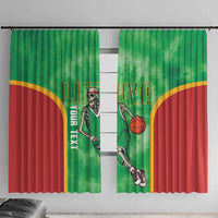 Lithuania Tie Dye Basketball Custom Window Curtain Lietuva Skeleton Green - Wonder Print Shop