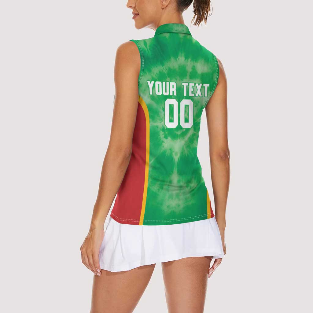 Lithuania Tie Dye Basketball Custom Women Sleeveless Polo Shirt Lietuva Skeleton Green - Wonder Print Shop