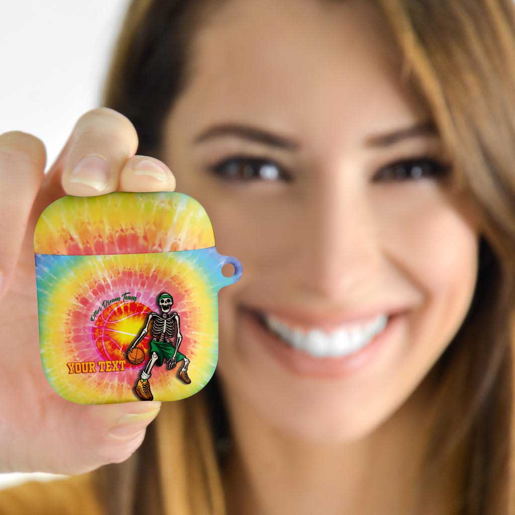 Lithuania Basketball Custom AirPods Case 100th Anniversary Skeleton Colorful Tie Dye - Wonder Print Shop