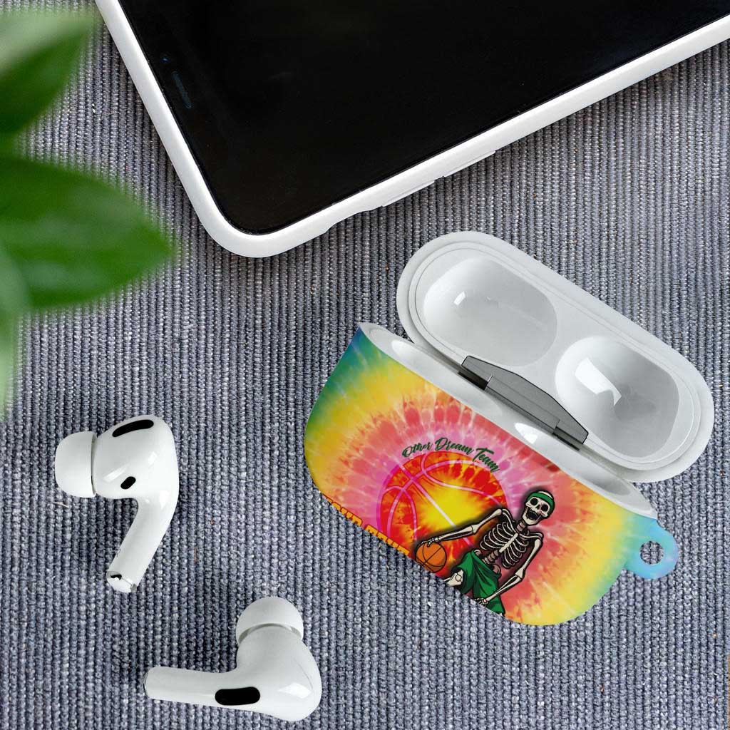 Lithuania Basketball Custom AirPods Case 100th Anniversary Skeleton Colorful Tie Dye - Wonder Print Shop
