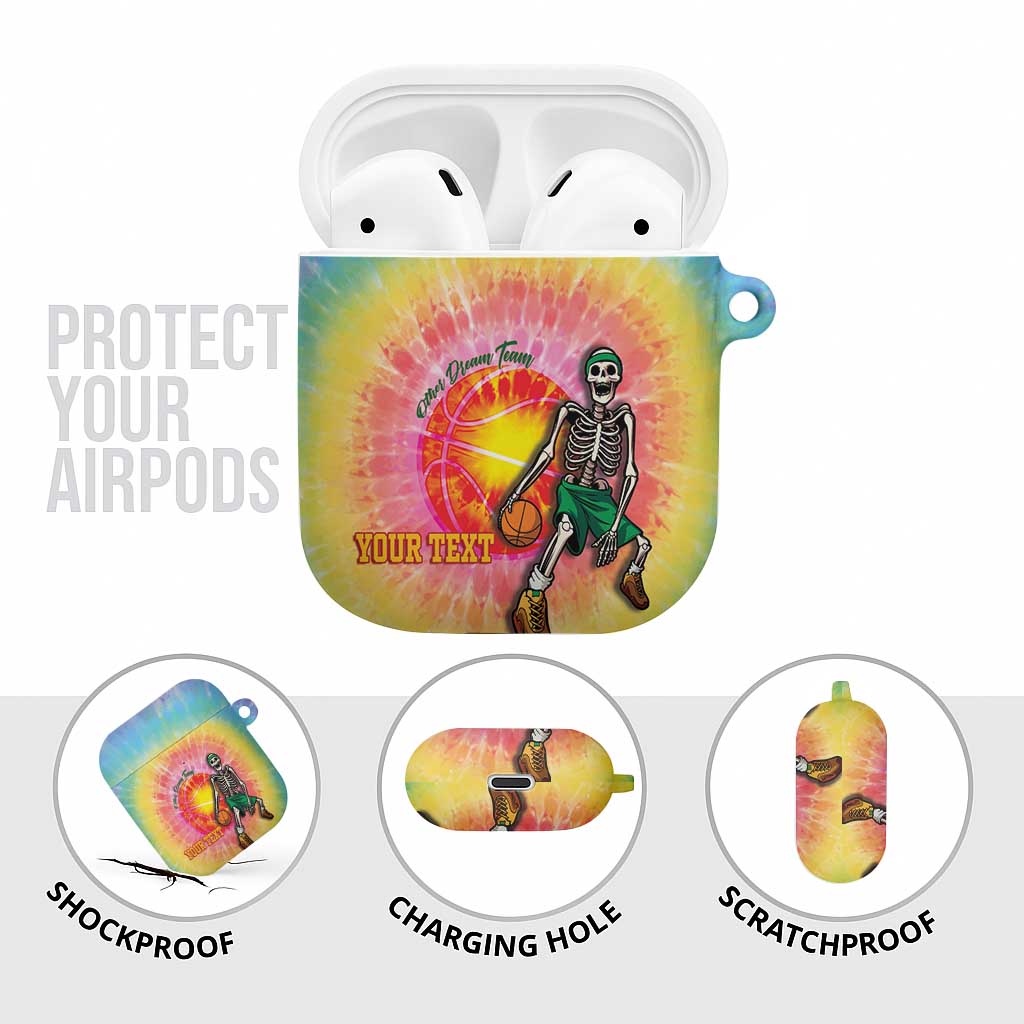 Lithuania Basketball Custom AirPods Case 100th Anniversary Skeleton Colorful Tie Dye - Wonder Print Shop