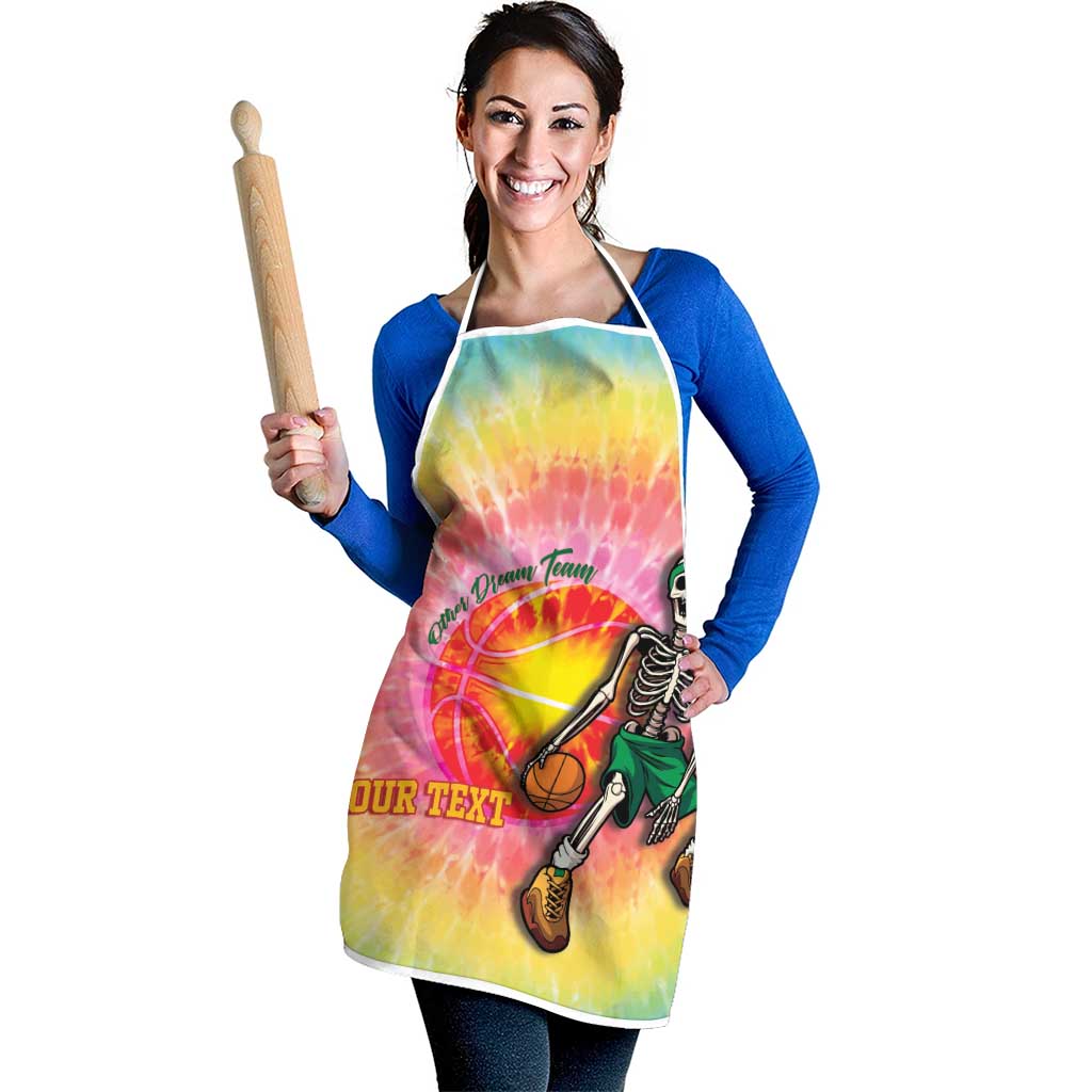 Lithuania Basketball Custom Apron 100th Anniversary Skeleton Colorful Tie Dye - Wonder Print Shop