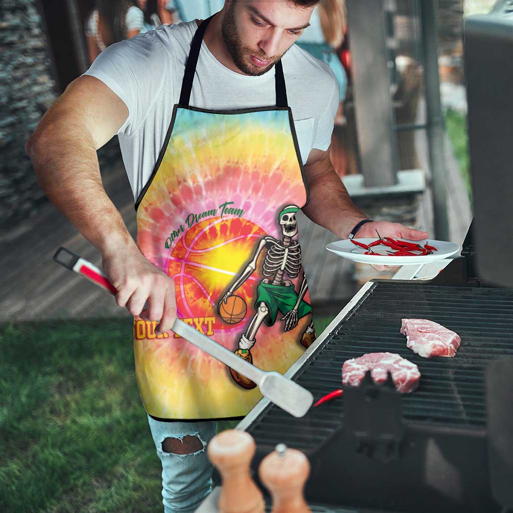 Lithuania Basketball Custom Apron 100th Anniversary Skeleton Colorful Tie Dye - Wonder Print Shop