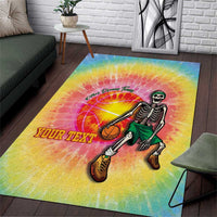 Lithuania Basketball Custom Area Rug 100th Anniversary Skeleton Colorful Tie Dye - Wonder Print Shop