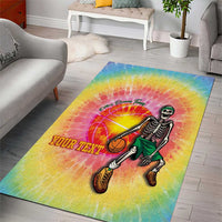 Lithuania Basketball Custom Area Rug 100th Anniversary Skeleton Colorful Tie Dye - Wonder Print Shop