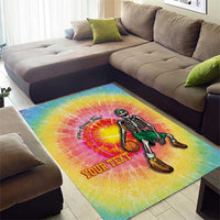 Lithuania Basketball Custom Area Rug 100th Anniversary Skeleton Colorful Tie Dye - Wonder Print Shop