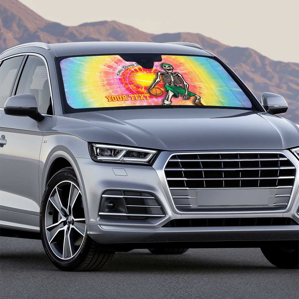 Lithuania Basketball Custom Auto Sun Shade 100th Anniversary Skeleton Colorful Tie Dye - Wonder Print Shop