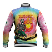 Lithuania Basketball Custom Baseball Jacket 100th Anniversary Skeleton Colorful Tie Dye - Wonder Print Shop