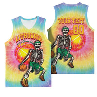 Lithuania Basketball Custom Basketball Jersey 100th Anniversary Skeleton Colorful Tie Dye - Wonder Print Shop