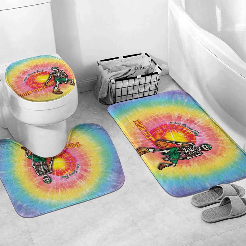 Lithuania Basketball Custom Bathroom Set 100th Anniversary Skeleton Colorful Tie Dye - Wonder Print Shop