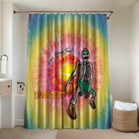 Lithuania Basketball Custom Bathroom Set 100th Anniversary Skeleton Colorful Tie Dye - Wonder Print Shop