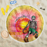 Lithuania Basketball Custom Beach Blanket 100th Anniversary Skeleton Colorful Tie Dye - Wonder Print Shop
