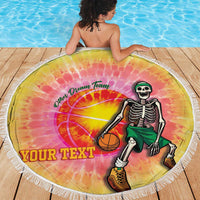 Lithuania Basketball Custom Beach Blanket 100th Anniversary Skeleton Colorful Tie Dye - Wonder Print Shop