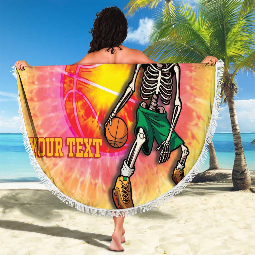 Lithuania Basketball Custom Beach Blanket 100th Anniversary Skeleton Colorful Tie Dye - Wonder Print Shop