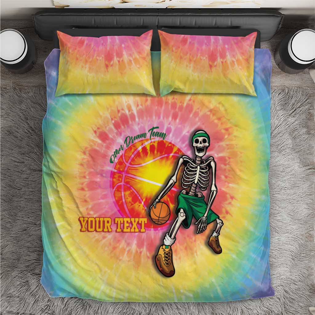 Lithuania Basketball Custom Bedding Set 100th Anniversary Skeleton Colorful Tie Dye - Wonder Print Shop