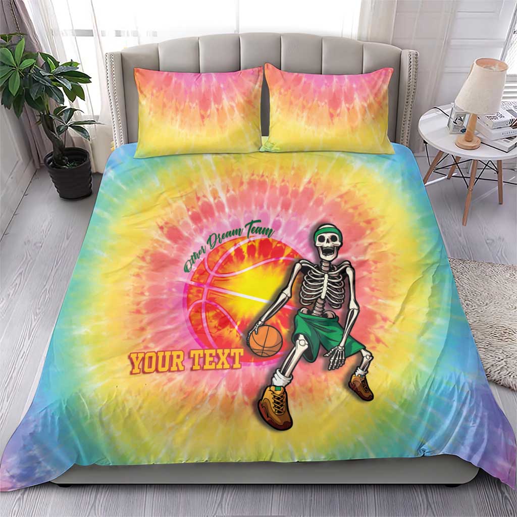 Lithuania Basketball Custom Bedding Set 100th Anniversary Skeleton Colorful Tie Dye - Wonder Print Shop