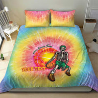Lithuania Basketball Custom Bedding Set 100th Anniversary Skeleton Colorful Tie Dye - Wonder Print Shop