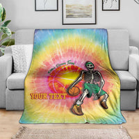 Lithuania Basketball Custom Blanket 100th Anniversary Skeleton Colorful Tie Dye - Wonder Print Shop