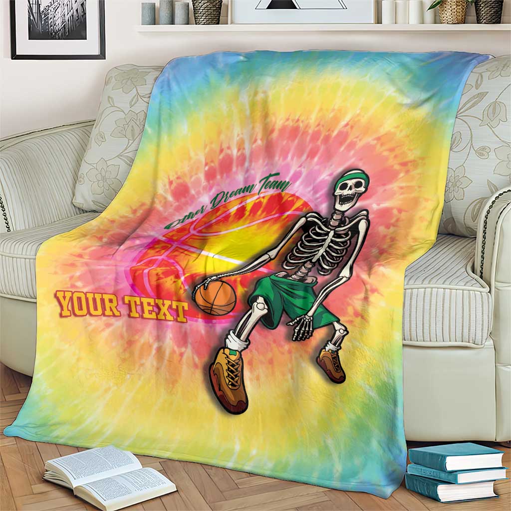 Lithuania Basketball Custom Blanket 100th Anniversary Skeleton Colorful Tie Dye - Wonder Print Shop