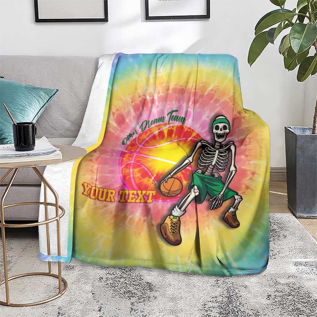 Lithuania Basketball Custom Blanket 100th Anniversary Skeleton Colorful Tie Dye - Wonder Print Shop