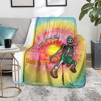 Lithuania Basketball Custom Blanket 100th Anniversary Skeleton Colorful Tie Dye - Wonder Print Shop