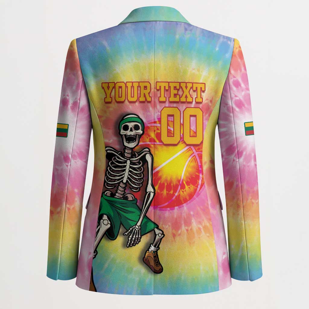 Lithuania Basketball Custom Blazer 100th Anniversary Skeleton Colorful Tie Dye - Wonder Print Shop