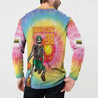 Lithuania Basketball Custom Button Sweatshirt 100th Anniversary Skeleton Colorful Tie Dye - Wonder Print Shop