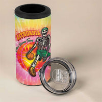 Lithuania Basketball Custom 4 in 1 Can Cooler Tumbler 100th Anniversary Skeleton Colorful Tie Dye - Wonder Print Shop