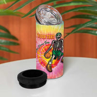 Lithuania Basketball Custom 4 in 1 Can Cooler Tumbler 100th Anniversary Skeleton Colorful Tie Dye - Wonder Print Shop