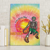 Lithuania Basketball Custom Canvas Wall Art 100th Anniversary Skeleton Colorful Tie Dye - Wonder Print Shop