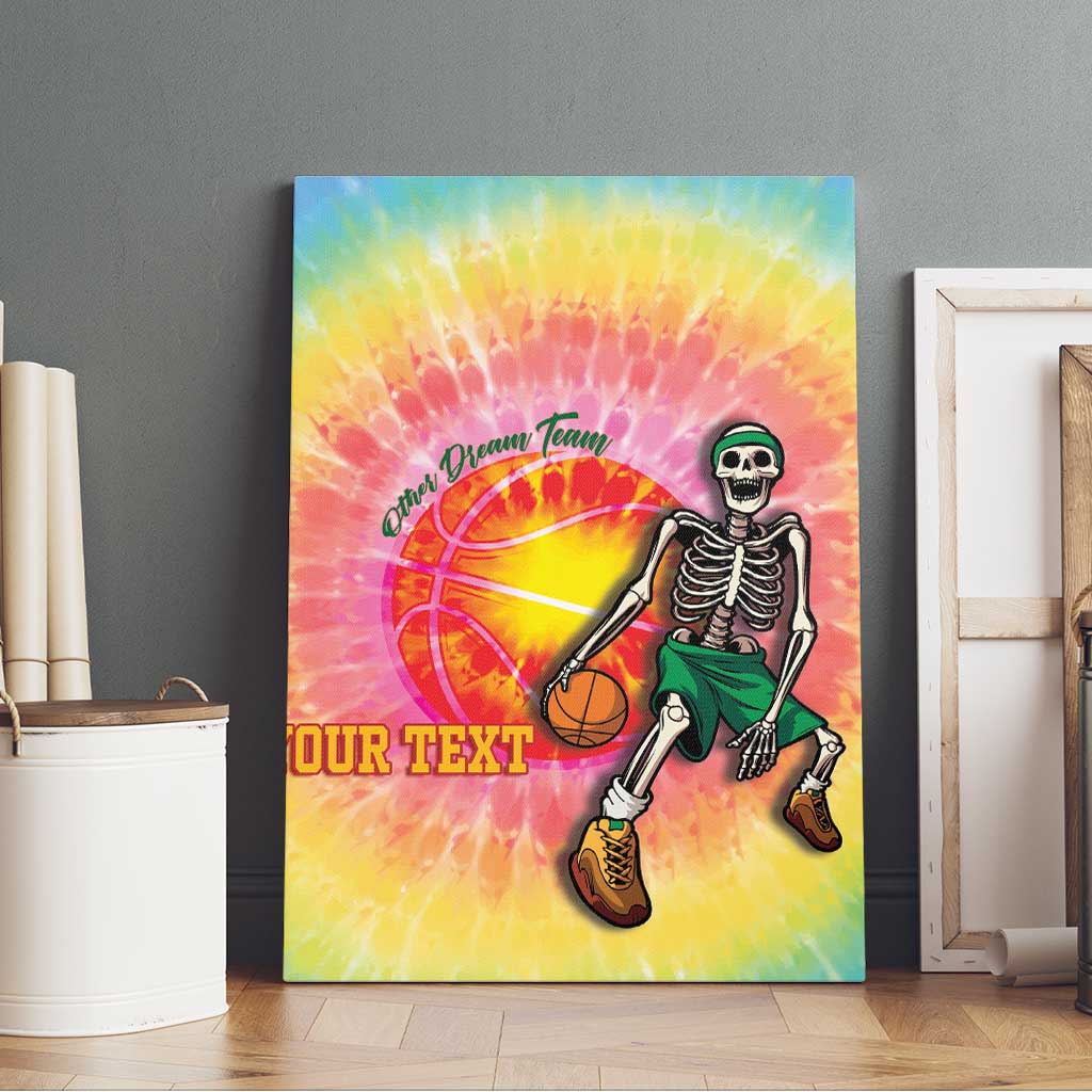 Lithuania Basketball Custom Canvas Wall Art 100th Anniversary Skeleton Colorful Tie Dye - Wonder Print Shop