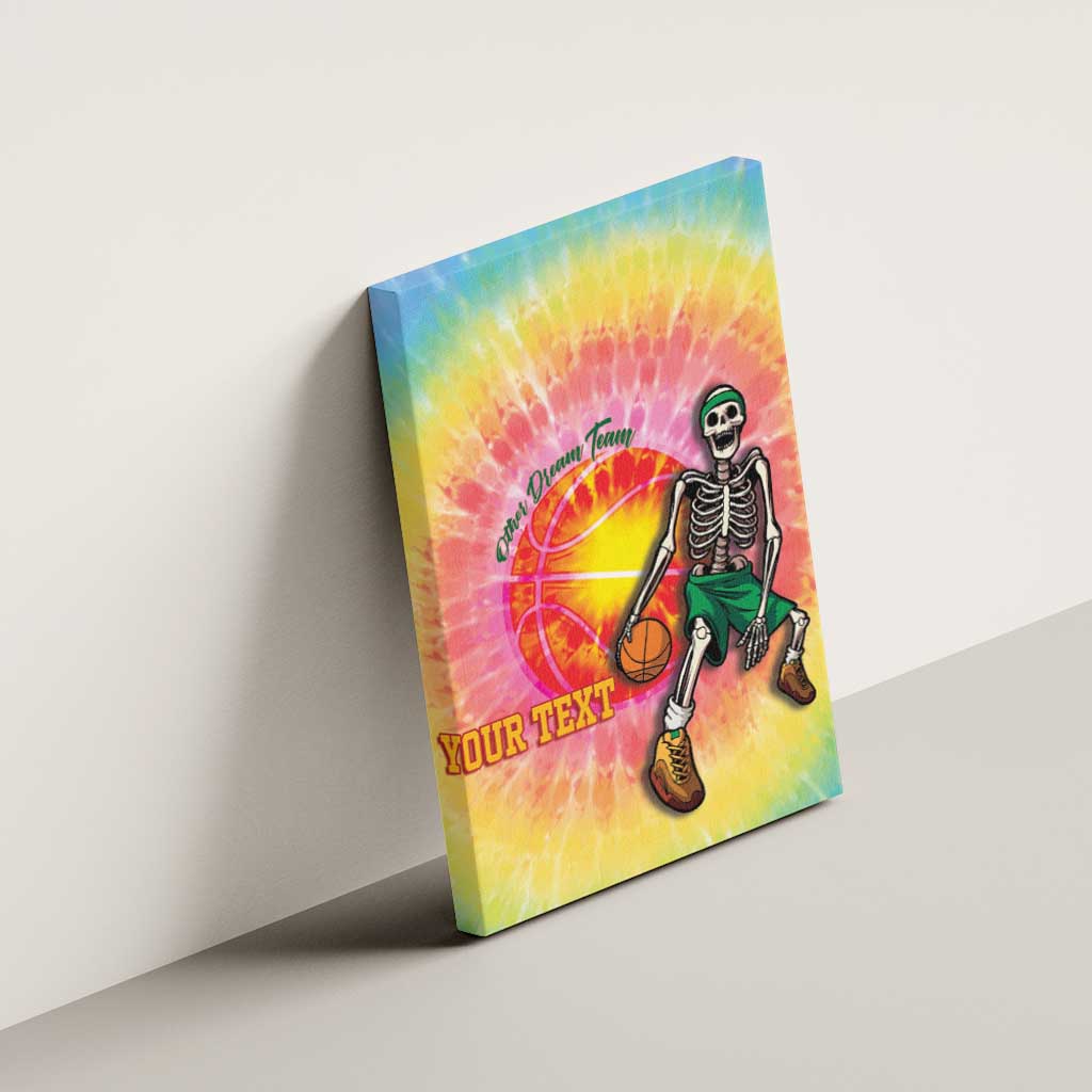 Lithuania Basketball Custom Canvas Wall Art 100th Anniversary Skeleton Colorful Tie Dye - Wonder Print Shop