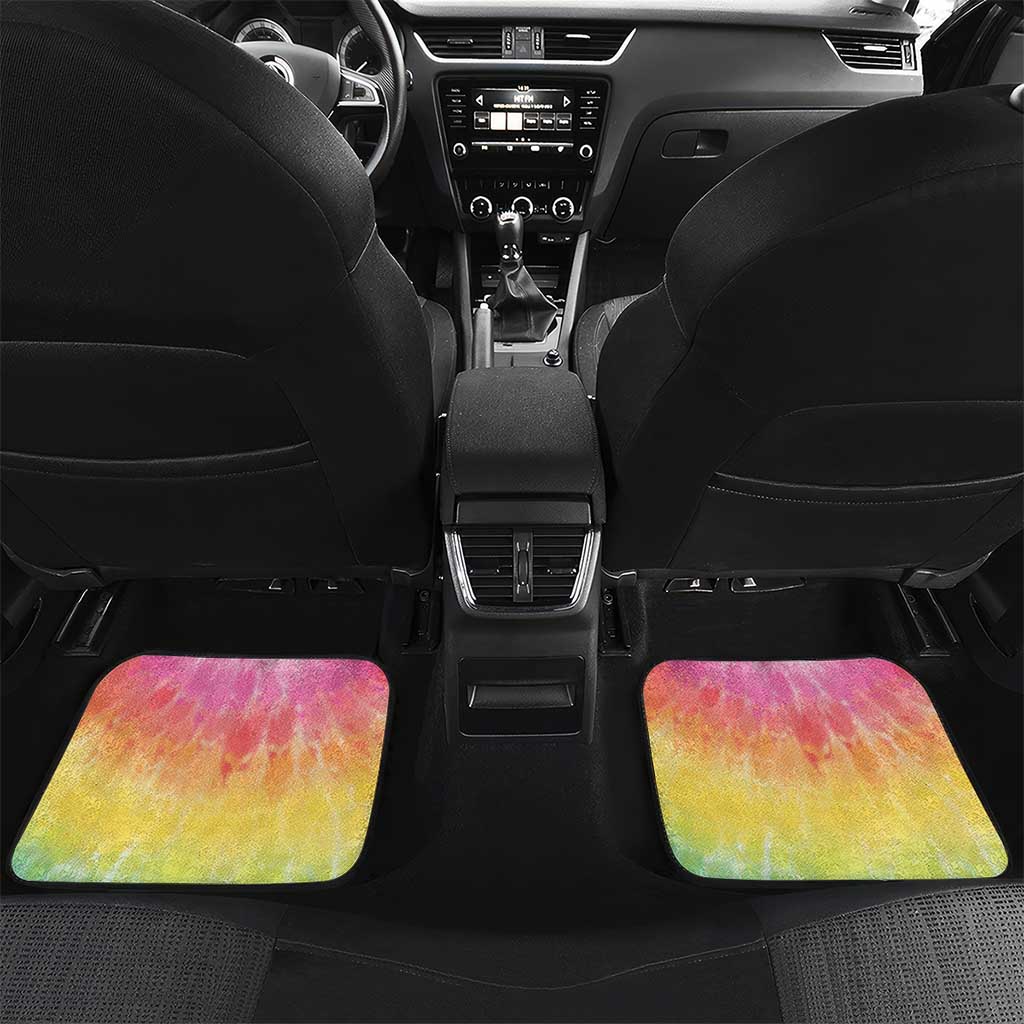 Lithuania Basketball Custom Car Mats 100th Anniversary Skeleton Colorful Tie Dye - Wonder Print Shop