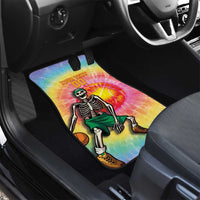 Lithuania Basketball Custom Car Mats 100th Anniversary Skeleton Colorful Tie Dye - Wonder Print Shop