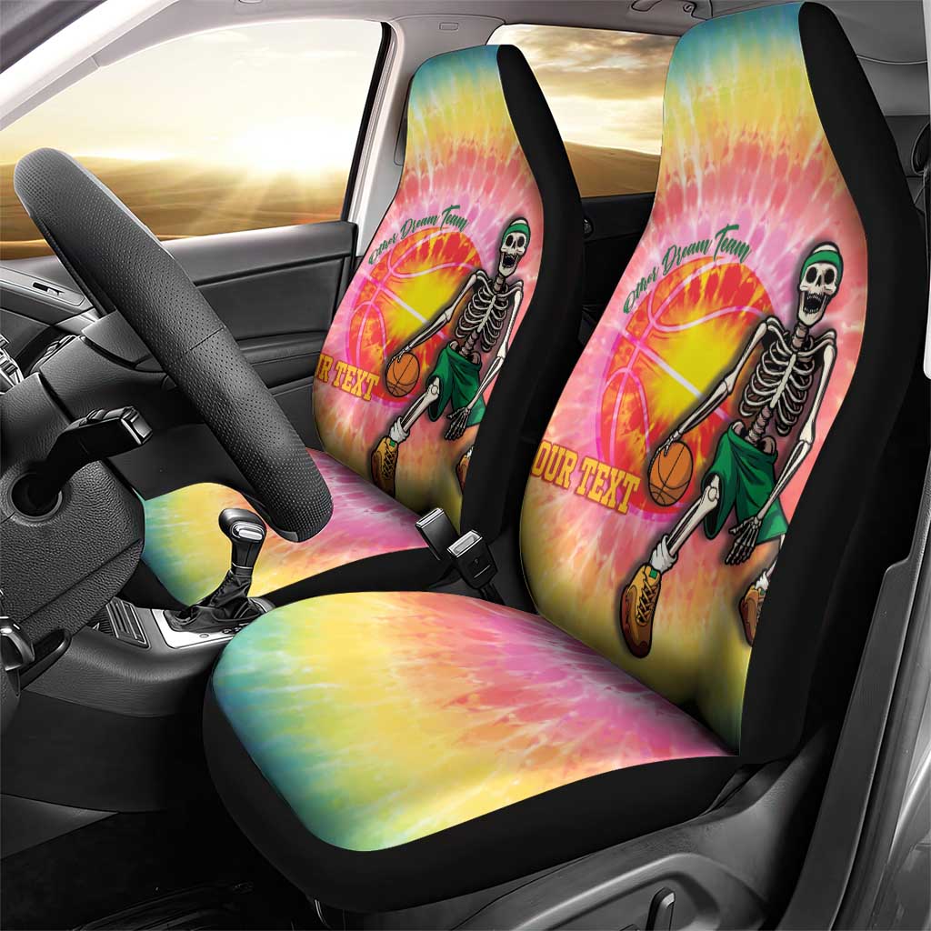 Lithuania Basketball Custom Car Seat Cover 100th Anniversary Skeleton Colorful Tie Dye - Wonder Print Shop