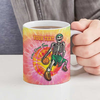 Lithuania Basketball Custom Ceramic Mug 100th Anniversary Skeleton Colorful Tie Dye - Wonder Print Shop