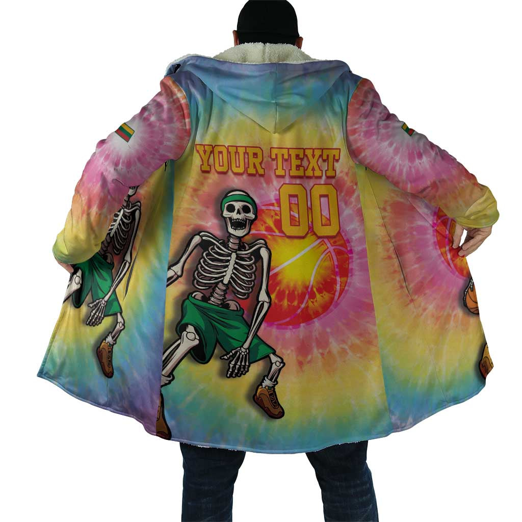 Lithuania Basketball Custom Cloak 100th Anniversary Skeleton Colorful Tie Dye - Wonder Print Shop