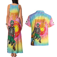 Lithuania Basketball Custom Couples Matching Tank Maxi Dress and Hawaiian Shirt 100th Anniversary Skeleton Colorful Tie Dye - Wonder Print Shop