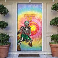 Lithuania Basketball Custom Door Cover 100th Anniversary Skeleton Colorful Tie Dye - Wonder Print Shop