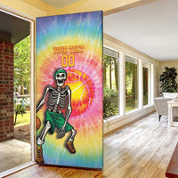 Lithuania Basketball Custom Door Cover 100th Anniversary Skeleton Colorful Tie Dye - Wonder Print Shop